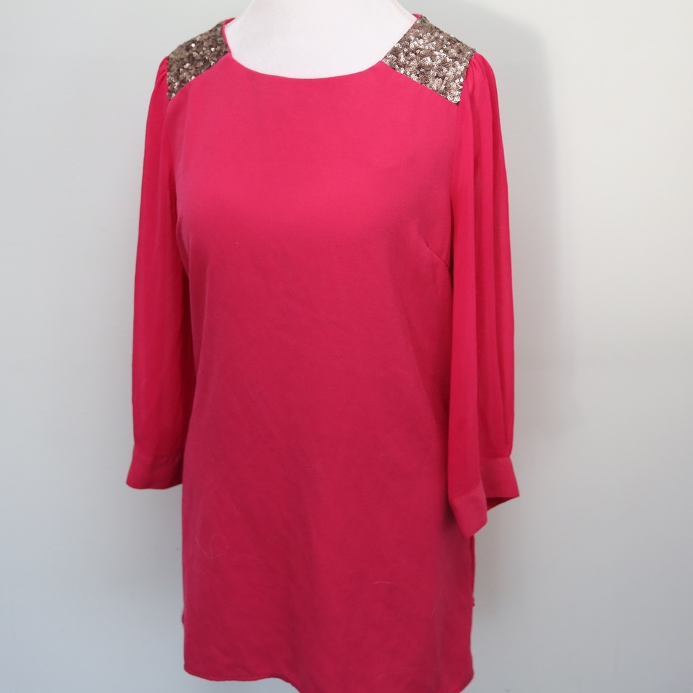Sparkle shoulder hot pink shirt large